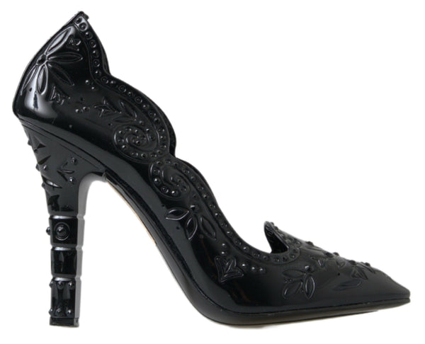 Schwarz CINDERELLA Floral Crystal Heels Schuhe
