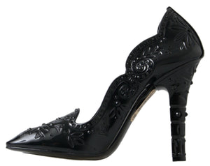 Schwarz CINDERELLA Floral Crystal Heels Schuhe