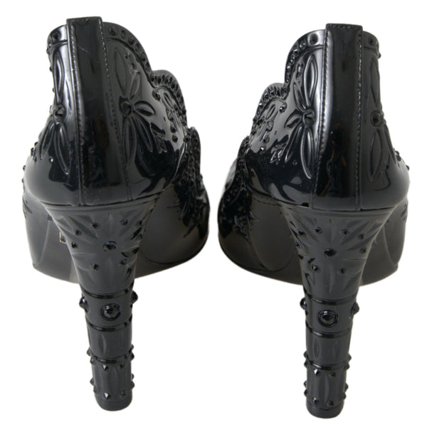 Schwarz CINDERELLA Floral Crystal Heels Schuhe