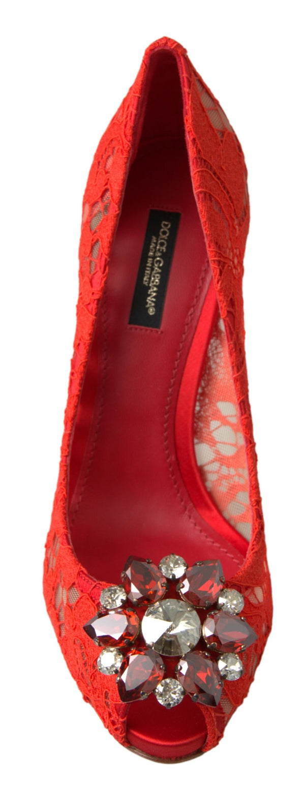 Rot Taormina Spitze Kristall Heels Pumps Schuhe