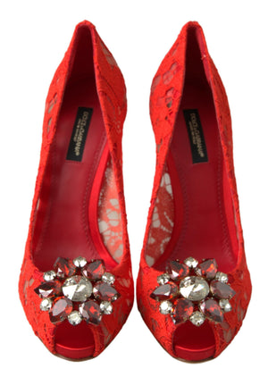 Rot Taormina Spitze Kristall Heels Pumps Schuhe