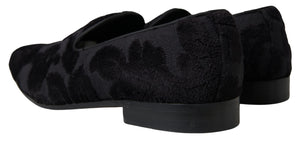 Schwarzer Brokat Loafers Formelle Schuhe