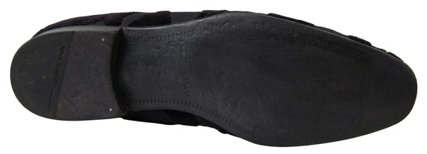 Schwarzer Brokat Loafers Formelle Schuhe