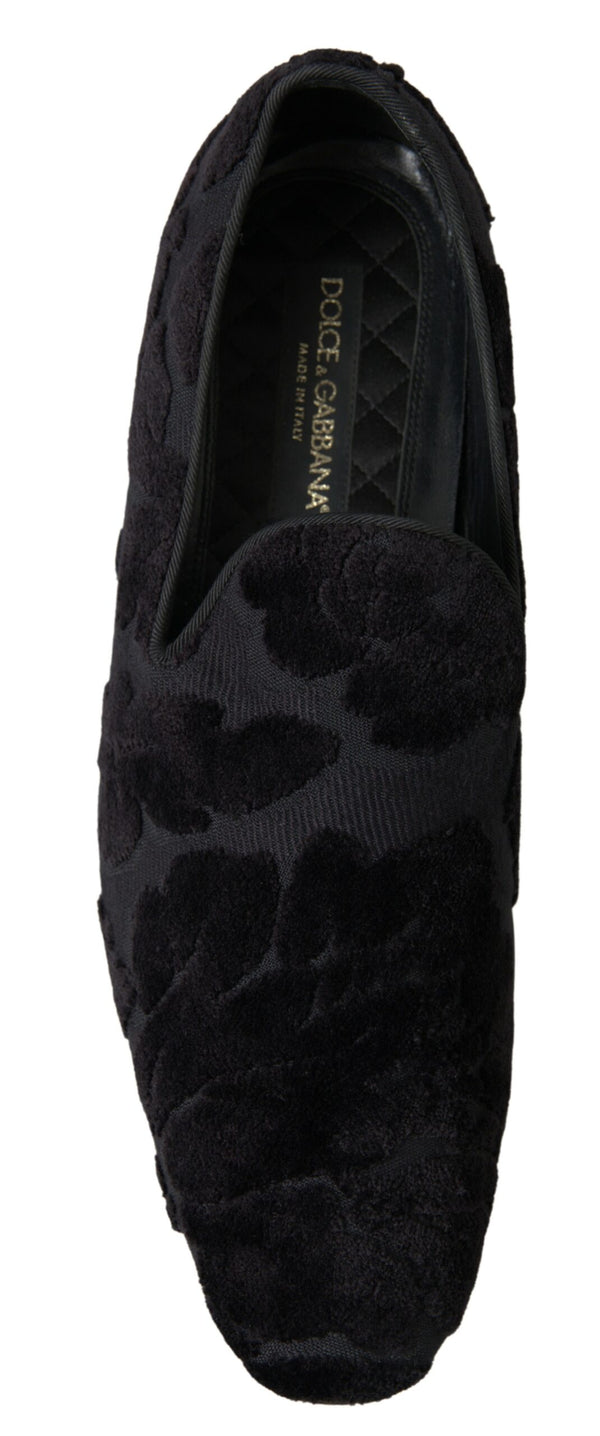 Schwarzer Brokat Loafers Formelle Schuhe