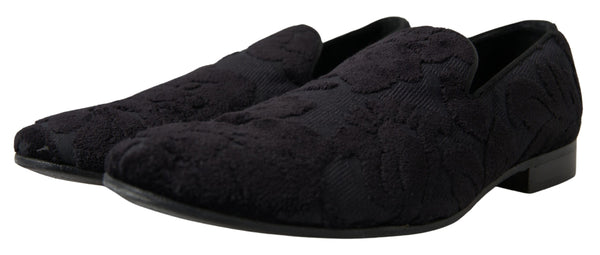 Schwarzer Brokat Loafers Formelle Schuhe
