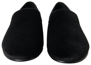 Schwarzer Samt Loafers Formelle Schuhe
