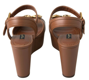 Braunes Leder AMORE Wedges Sandalen Schuhe
