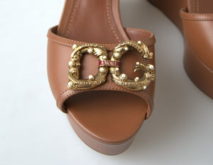 Braunes Leder AMORE Wedges Sandalen Schuhe