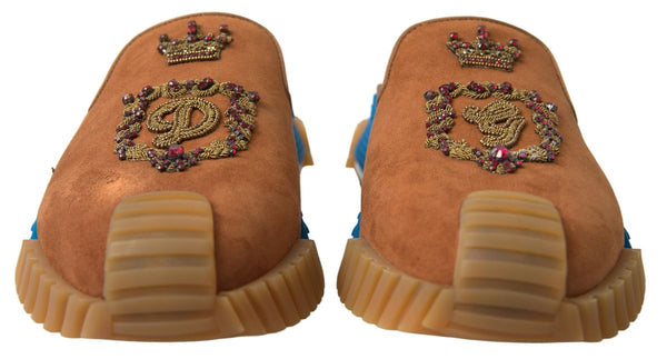 Braunes Wildleder Crown Logo NS1 Rutschen Sandalen