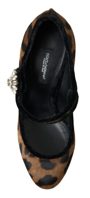 Schwarz Braun Kalb Leopard Absatz Mary Jane Pump Schuhe