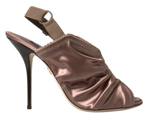 Hellbraune Slingback Stöckelschuhe mit Korsettverschluss