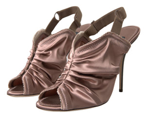 Hellbraune Slingback Stöckelschuhe mit Korsettverschluss