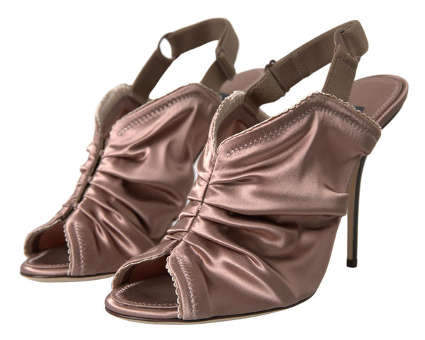 Hellbraune Slingback Stöckelschuhe mit Korsettverschluss