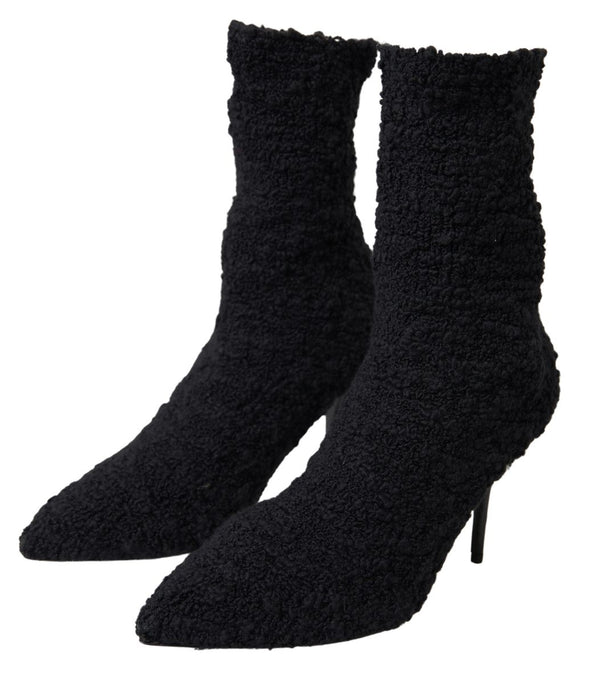 Schwarze Stiletto Heels Mittlere Wadenstiefel