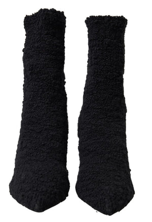 Schwarze Stiletto Heels Mittlere Wadenstiefel