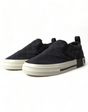 Schwarz gesteppt Slip On Low Top Sneakers Schuhe