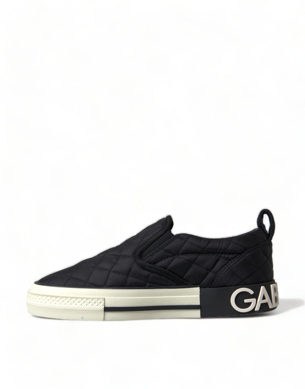 Schwarz gesteppt Slip On Low Top Sneakers Schuhe