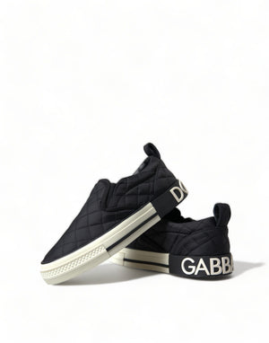 Schwarz gesteppt Slip On Low Top Sneakers Schuhe