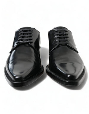 Schwarze Leder Schnürschuhe Formal Flats Schuhe