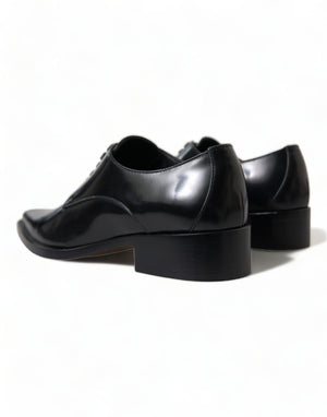 Schwarze Leder Schnürschuhe Formal Flats Schuhe