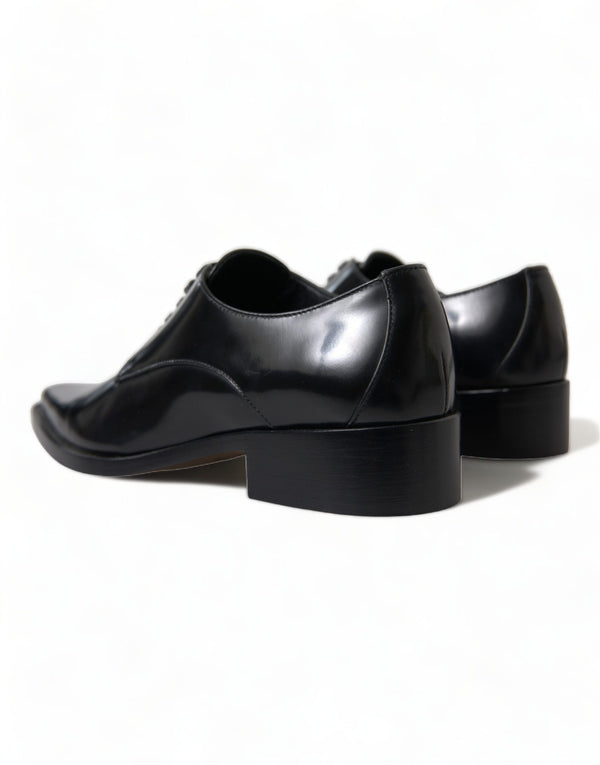 Schwarze Leder Schnürschuhe Formal Flats Schuhe