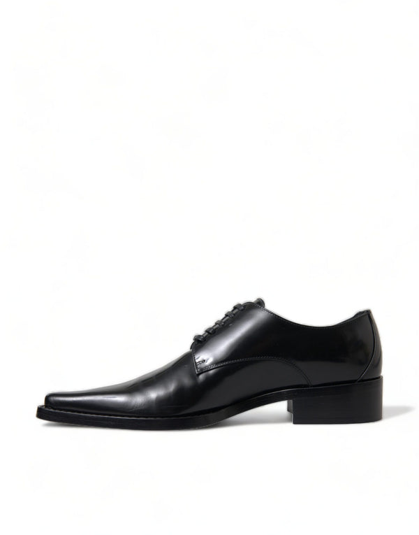 Schwarze Leder Schnürschuhe Formal Flats Schuhe