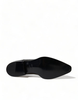 Schwarze Leder Schnürschuhe Formal Flats Schuhe