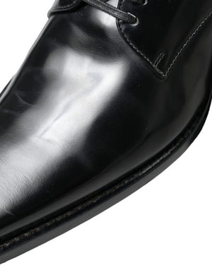 Schwarze Leder Schnürschuhe Formal Flats Schuhe