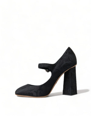 Schwarz Brokat Mary Janes Heels Pumps Schuhe