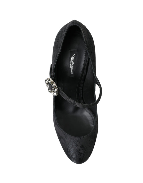 Schwarz Brokat Mary Janes Heels Pumps Schuhe