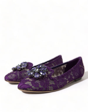 Lila Vally Taormina Spitze Kristalle Flats Schuhe