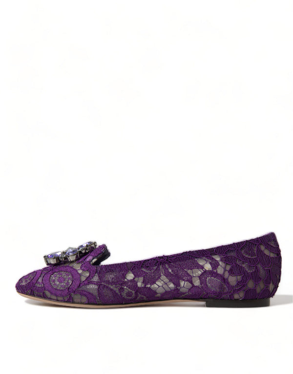 Lila Vally Taormina Spitze Kristalle Flats Schuhe