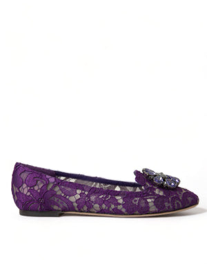 Lila Vally Taormina Spitze Kristalle Flats Schuhe