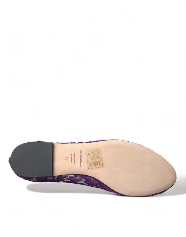 Lila Vally Taormina Spitze Kristalle Flats Schuhe