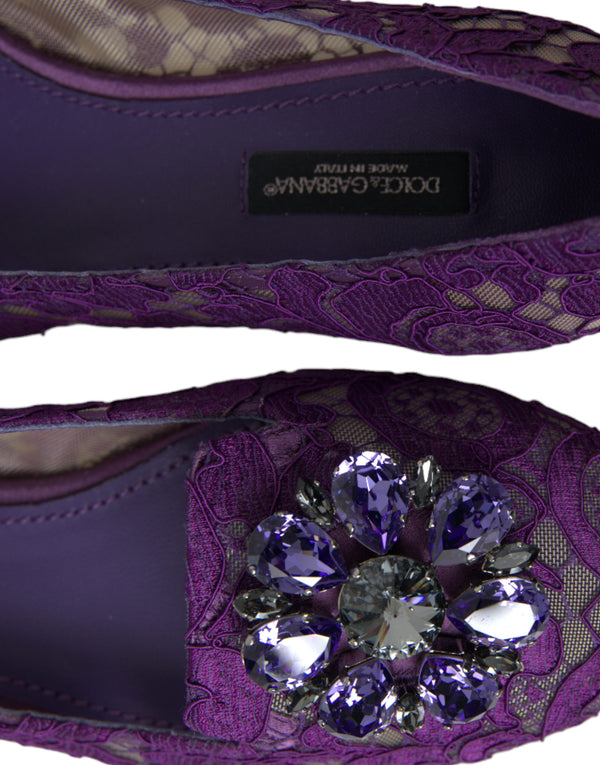 Lila Vally Taormina Spitze Kristalle Flats Schuhe