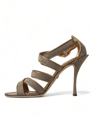 Bronze Crystal Strap Heels Sandalen Schuhe