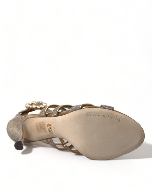 Bronze Crystal Strap Heels Sandalen Schuhe