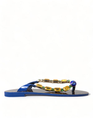 Blau Kristalle Flats Sandalen Beachwear Schuhe