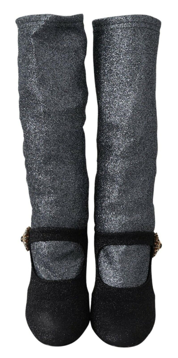 Schwarz Crystal Mary Janes Booties Schuhe