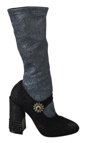 Schwarz Crystal Mary Janes Booties Schuhe