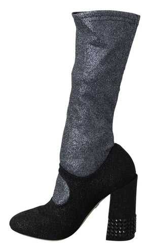 Schwarz Crystal Mary Janes Booties Schuhe