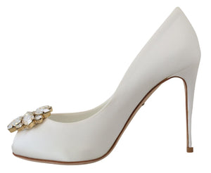 Satin Pumps mit weißem Kristall-Absatz