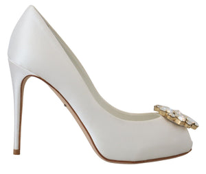 Satin Pumps mit weißem Kristall-Absatz