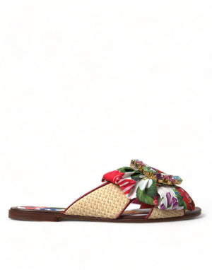 Multicolor Floral Flats Kristall Sandalen Schuhe