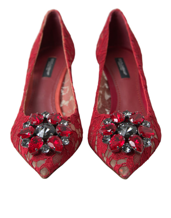 Rot Taormina Spitze Kristall Heels Pumps Schuhe