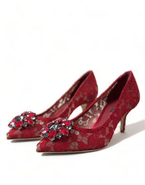 Rot Taormina Spitze Kristall Heels Pumps Schuhe