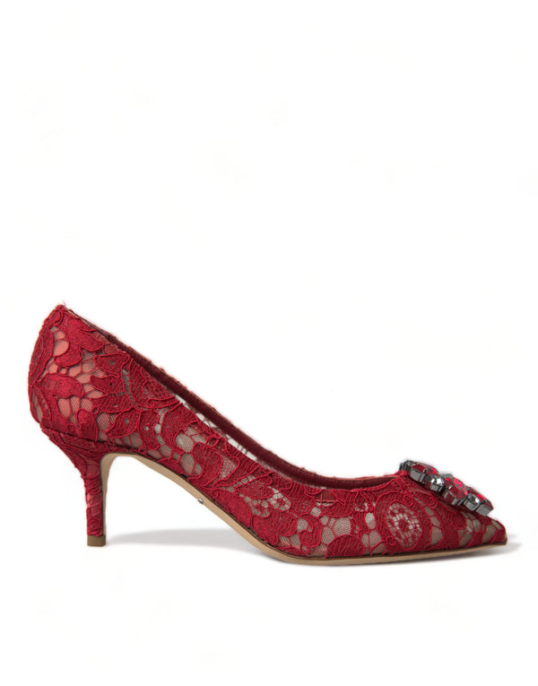 Rot Taormina Spitze Kristall Heels Pumps Schuhe