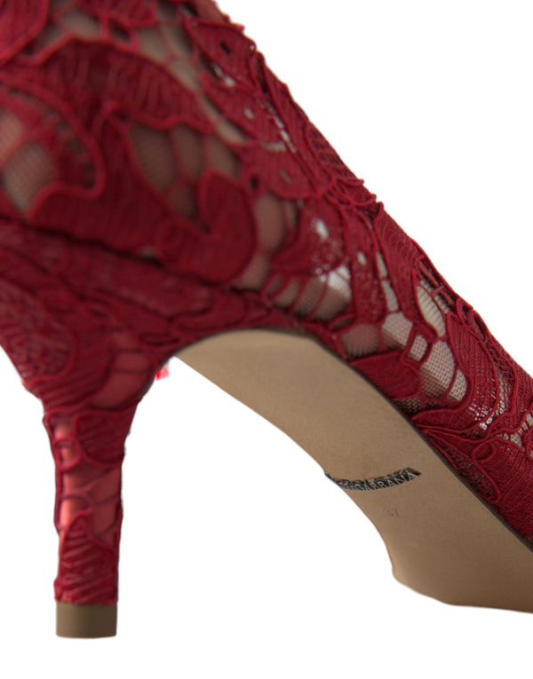 Rot Taormina Spitze Kristall Heels Pumps Schuhe