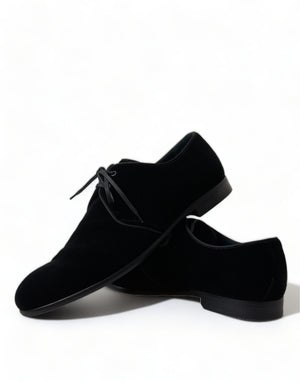 Schwarze Samtschnürer für formelle Derby-Schuhe
