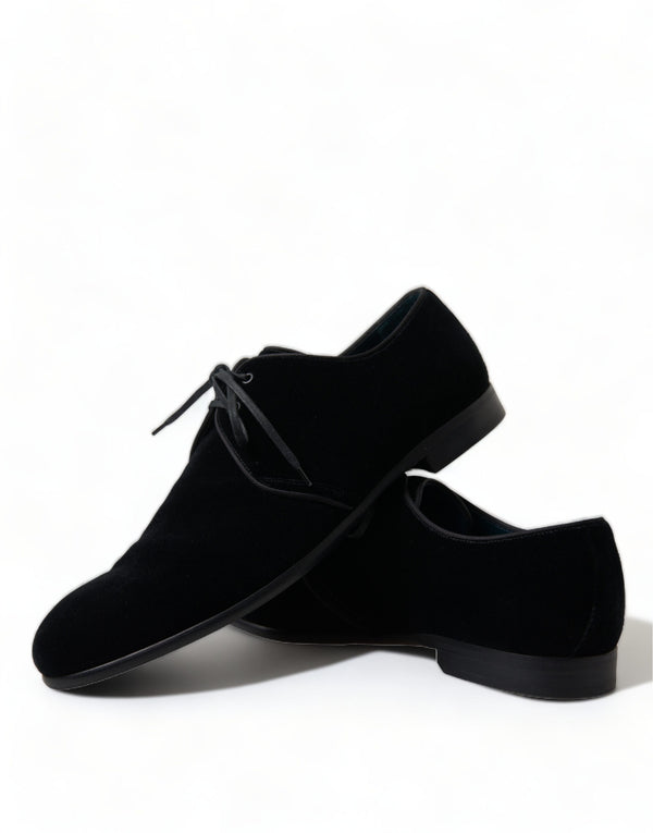 Schwarze Samtschnürer für formelle Derby-Schuhe